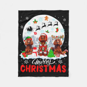 Frohe Weihnachten Drei Santa Elf Reindeer Irish Se Fleecedecke