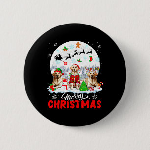 Frohe Weihnachten Drei Santa Elf Reindeer Labrador Button