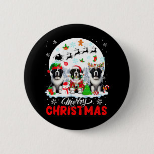 Frohe Weihnachten Drei Santa Elf Reindeer Landseer Button