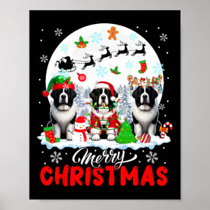 Frohe Weihnachten Drei Santa Elf Reindeer Landseer Poster