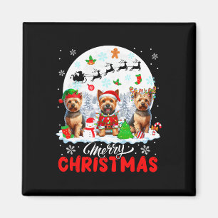 Frohe Weihnachten Drei Santa Elf Reindeer Norwich  Magnet