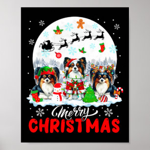 Frohe Weihnachten Drei Santa Elf Reindeer Papillon Poster