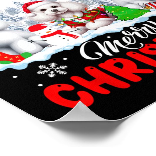 Frohe Weihnachten Drei Santa Elf Reindeer Poodles Poster (Ecke)