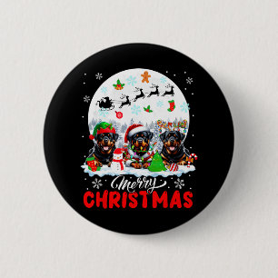Frohe Weihnachten Drei Santa Elf Reindeer Rottweil Button