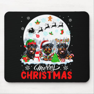 Frohe Weihnachten Drei Santa Elf Reindeer Rottweil Mousepad