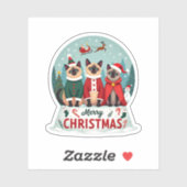 Frohe Weihnachten Drei Santa Elf Reindeer Siamese  Aufkleber (Blatt)