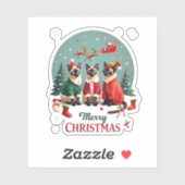 Frohe Weihnachten Drei Santa Elf Reindeer Siamese  Aufkleber (Blatt)