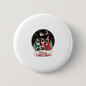 Frohe Weihnachten Drei Santa Elf Reindeer Siamese Button (Vorderseite)