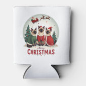 Frohe Weihnachten Drei Santa Elf Reindeer Siamese Dosenkühler (Vorderseite)