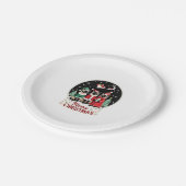 Frohe Weihnachten Drei Santa Elf Reindeer Siamese  Pappteller (Schrägansicht)