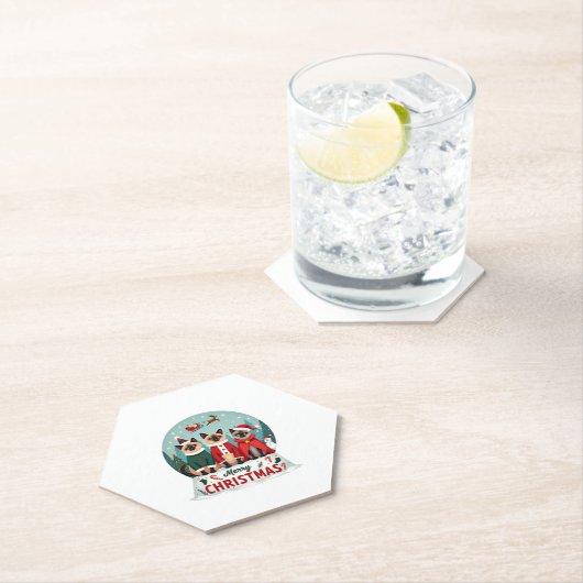 Frohe Weihnachten Drei Santa Elf Reindeer Siamese Untersetzer (Vor Ort)