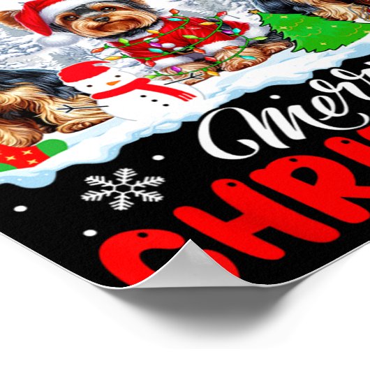 Frohe Weihnachten Drei Santa Elf Reindeer Yorkshir Poster (Ecke)