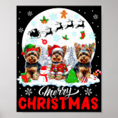 Frohe Weihnachten Drei Santa Elf Reindeer Yorkshir Poster (Vorne)