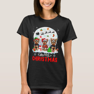 Frohe Weihnachten Drei Santa Elf Reindeer Yorkshir T-Shirt