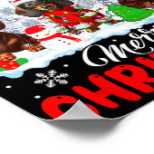 Frohe Weihnachten Drei Santa Elf Rentier Dackel Poster (Ecke)