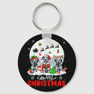 Frohe Weihnachten Drei Santa Elf Rentier Dalmatine Schlüsselanhänger