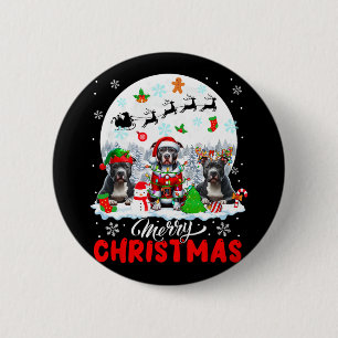 Frohe Weihnachten Drei Santa Elf Rentier Pit Bulls Button