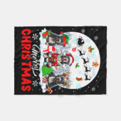 Frohe Weihnachten Drei Santa Elf Rentier Pit Bulls Fleecedecke (Vorderseite (Horizontal))