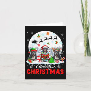 Frohe Weihnachten Drei Santa Elf Rentier Pit Bulls Karte