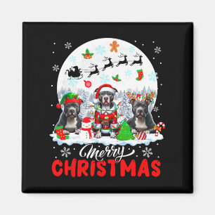 Frohe Weihnachten Drei Santa Elf Rentier Pit Bulls Magnet