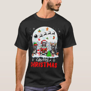 Frohe Weihnachten Drei Santa Elf Rentier Pit Bulls T-Shirt