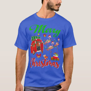 Frohe Weihnachten Drei Santa Flamingos Sleigh Camp T-Shirt