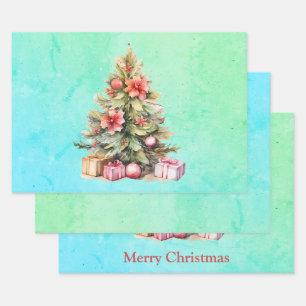 Frohe Weihnachten Drei Stil Weihnachtsbaum Geschenkpapier Set