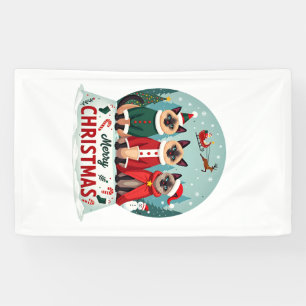 Frohe Weihnachten Drei Weihnachtsmann-Elf-Rentier- Banner