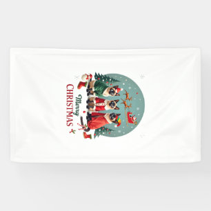 Frohe Weihnachten Drei Weihnachtsmann Elf Rentier  Banner