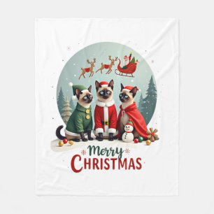 Frohe Weihnachten Drei Weihnachtsmann Elf Rentier Fleecedecke