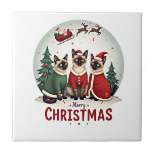 Frohe Weihnachten Drei Weihnachtsmann-Elf-Rentier- Fliese