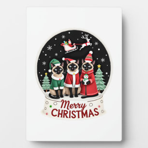 Frohe Weihnachten Drei Weihnachtsmann Elf Rentier Fotoplatte