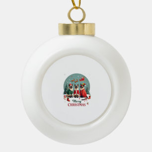 Frohe Weihnachten Drei Weihnachtsmann Elf Rentier Keramik Kugel-Ornament