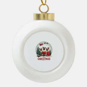 Frohe Weihnachten Drei Weihnachtsmann Elf Rentier Keramik Kugel-Ornament