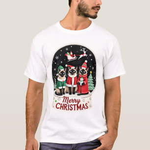 Frohe Weihnachten Drei Weihnachtsmann Elf Rentier  T-Shirt