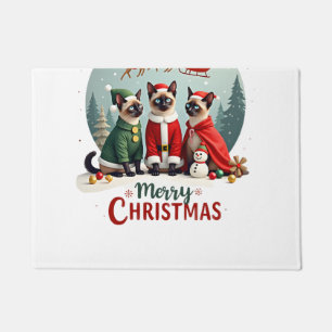 Frohe Weihnachten Drei Weihnachtsmann-Elf-Rentiere Fußmatte