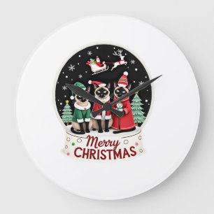 Frohe Weihnachten Drei Weihnachtsmann-Elfen-Rentie Große Wanduhr