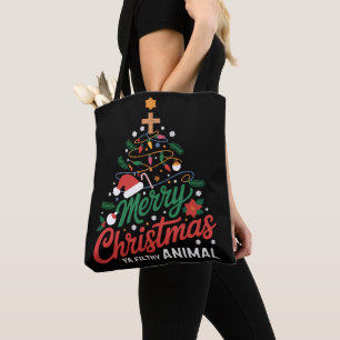 Frohe Weihnachten du dreckiges Tier Lustiges Weihn Tasche