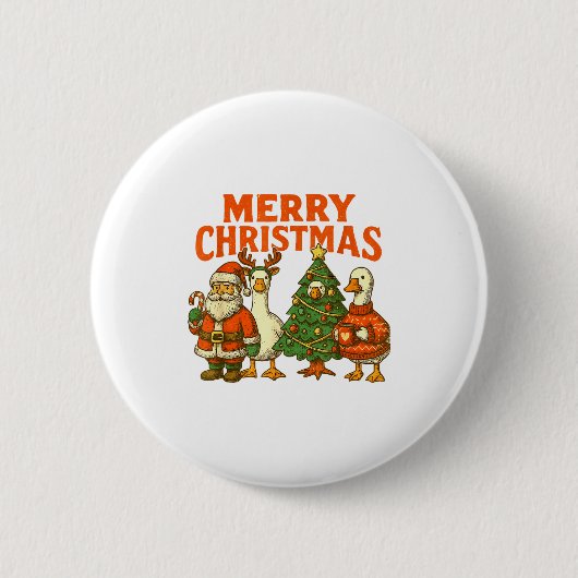 Frohe Weihnachten Dummer Gans Festlicher Enten Fei Button (Vorderseite)