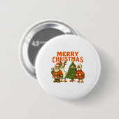 Frohe Weihnachten Dummer Gans Festlicher Enten Fei Button (Vorne & Hinten)