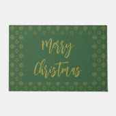 Frohe Weihnachten Dunkelgrün und Gold Script Fußmatte (Vorderseite)