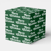 Frohe Weihnachten dunkelgrün weißen Weihnachtsgesc Geschenkschachtel (Rückseite)