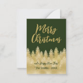Frohe Weihnachten Dunkelgrüne goldene Pine Trees F Mitteilungskarte (Vorderseite)