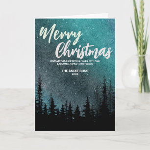 Frohe Weihnachten Dunkler Nacht Himmelswald Feiert Karte