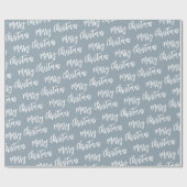 Frohe Weihnachten Dusty Blue Elegantes Skriptmuste Geschenkpapier (Flach)