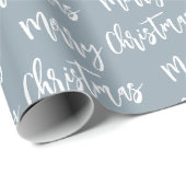 Frohe Weihnachten Dusty Blue Elegantes Skriptmuste Geschenkpapier (Rolleneckpunkt)