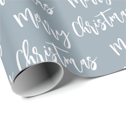 Frohe Weihnachten Dusty Blue Elegantes Skriptmuste Geschenkpapier (Rolleneckpunkt)