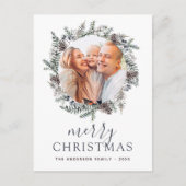 Frohe Weihnachten Dusty Blue Foto Holiday (Vorderseite)