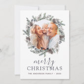 Frohe Weihnachten Dusty Blue Foto Holiday (Vorderseite)