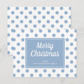Frohe Weihnachten Dusty Blue Polka Dots Postkarte (Vorne/Hinten)